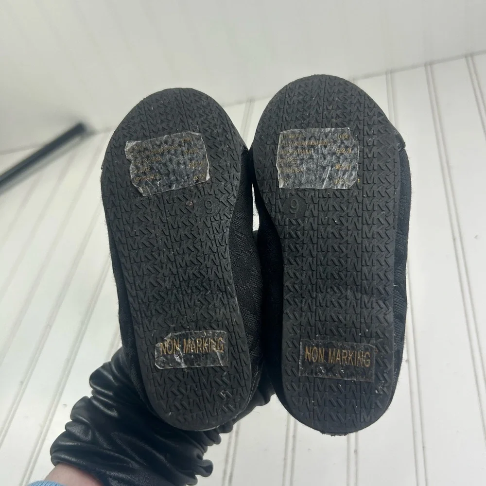 Michael Kors Toddler Ballet Flats Black Bow MK Logo Girls Size 9